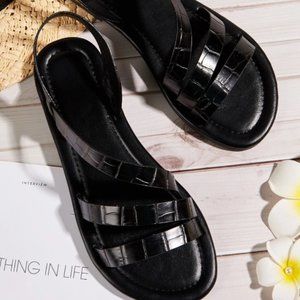 Croc Embossed Slingback Sandals